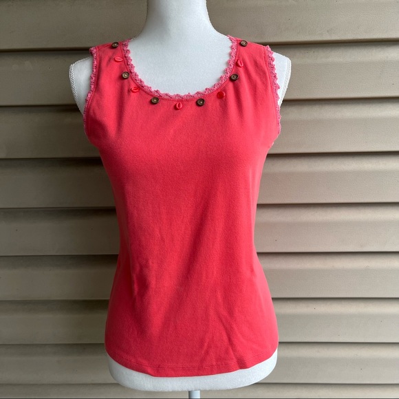 •Pappagallo• Sleeveless Knit Top with Button Detail - Size Large - Picture 1 of 7